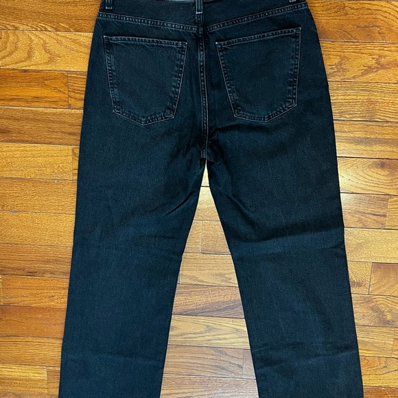 Mango Kaia Straight Wide Leg Jeans 100% Cotton Black Womens 12 Great Condition - Picture 3 of 10